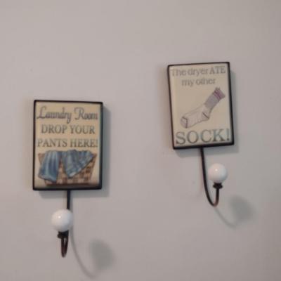 Pair of Laundry Room Decor Wall Hooks