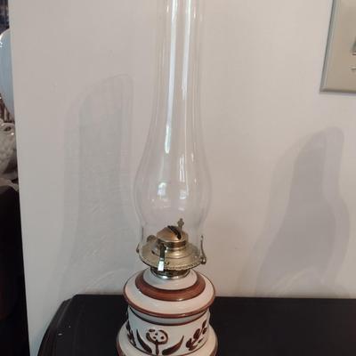 Lamplight Farms Ceramic Oil Lamp with Glass Chimney