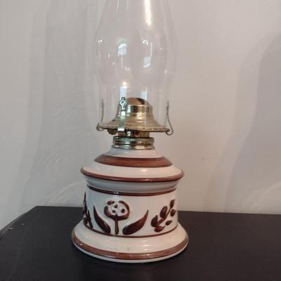 Lamplight Farms Ceramic Oil Lamp with Glass Chimney