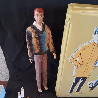 1960 BARBIE'S KEN AND FRIEND, CARRY CASE, MANY CLOTHES AND ACCESSORIES