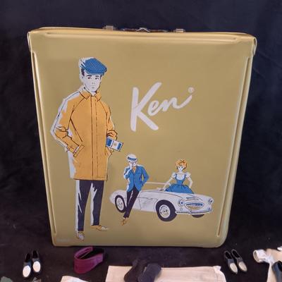 1960 BARBIE'S KEN AND FRIEND, CARRY CASE, MANY CLOTHES AND ACCESSORIES
