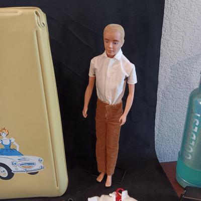 1960 BARBIE'S KEN AND FRIEND, CARRY CASE, MANY CLOTHES AND ACCESSORIES