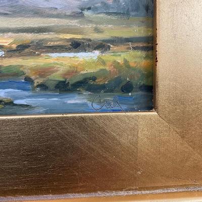 Sale Photo Thumbnail #180: Signed on lower right
Gold Frame
Measurements:
Frame is 11.5” by 13.5”
Art is 6” by 8”