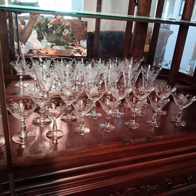ETCHED CRYSTAL STEMWARE - 3 SIZES, 8 OF EACH