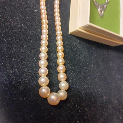GENUINE PEARL NECKLACE AND ART PEWTER NECKLACE MADE IN SCOTLAND
