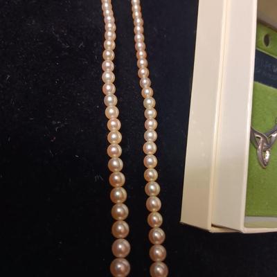 GENUINE PEARL NECKLACE AND ART PEWTER NECKLACE MADE IN SCOTLAND