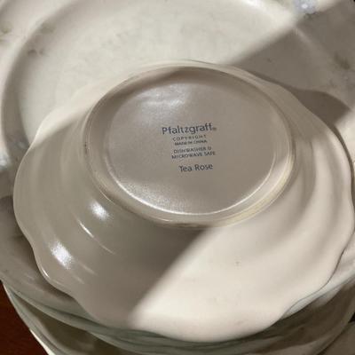 Sale Photo Thumbnail #364: 2 plates have large chips utensils wear 
Pfaltzgraff stoneware 
Pick up only no shipping on this lot