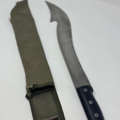 Sale Photo Thumbnail #147: Vintage Nesco made in Japan. Limb-trim Machete w/ sheath. 14” blade