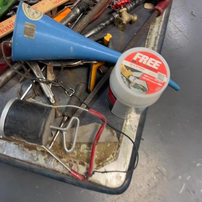 Pile of Garage Stuff w/Garbage Can 