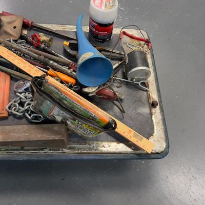 Pile of Garage Stuff w/Garbage Can 
