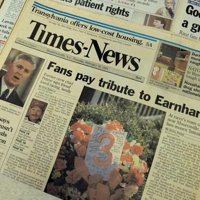 Sale Photo Thumbnail #1305: 2001 Newspapers Featuring Dale Earnhardt