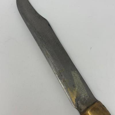 Sale Photo Thumbnail #173: Wood and brass handle 9” blade
