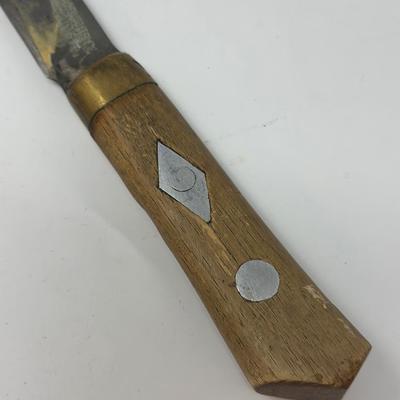 Sale Photo Thumbnail #174: Wood and brass handle 9” blade