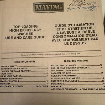 Maytag Washing Machine, Large drum, Model info added