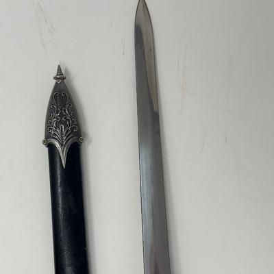 Sale Photo Thumbnail #221: Pewter and black with stainless steel blade and factory edge
