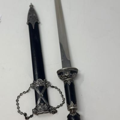 Sale Photo Thumbnail #220: Pewter and black with stainless steel blade and factory edge