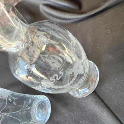 Sale Photo Thumbnail #1110: The two are salad cruets, probably Hawkes glass.  The other is silver overlay.