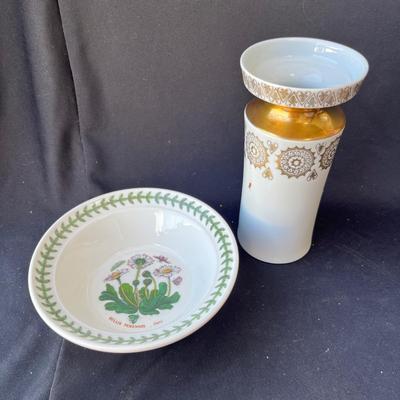 Sale Photo Thumbnail #1228: Portmeirion Bowl & gilded vase.