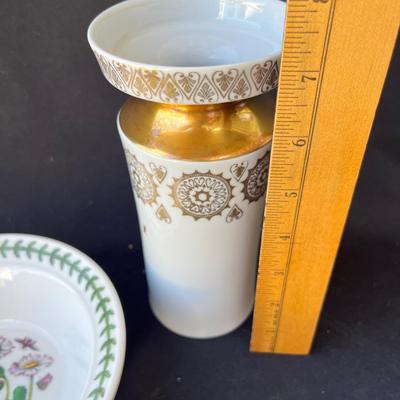 Sale Photo Thumbnail #1229: Portmeirion Bowl & gilded vase.