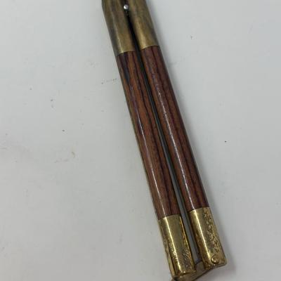Sale Photo Thumbnail #242: Vintage wood and brass handled Filipino Balisong butterfly knife