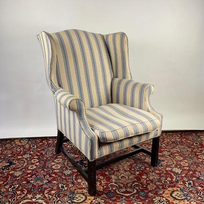 Sale Photo Thumbnail #376: Has a few ripped spots, down cushion.  
Great piece to reupholster in your decor colors 
Measurements:
43” in height, 30” in width, 36” in depth, 16.5” seat height