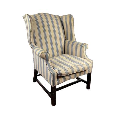 Sale Photo Thumbnail #382: Has a few ripped spots, down cushion.  
Great piece to reupholster in your decor colors 
Measurements:
43” in height, 30” in width, 36” in depth, 16.5” seat height