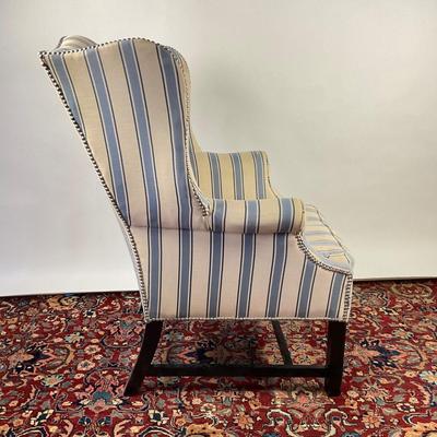 Sale Photo Thumbnail #380: Has a few ripped spots, down cushion.  
Great piece to reupholster in your decor colors 
Measurements:
43” in height, 30” in width, 36” in depth, 16.5” seat height