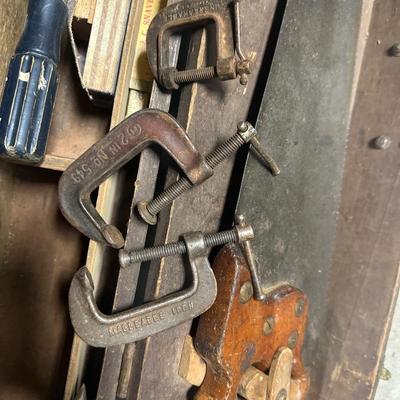 Sale Photo Thumbnail #414: Assorted tools saw and sanding blocks