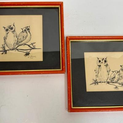 Sale Photo Thumbnail #53: Ink drawings by V. Anne Smith, 1974.  In great, framed condition.