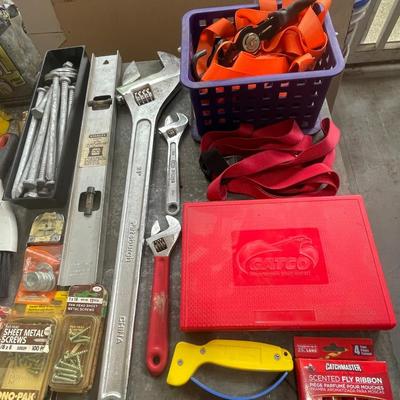 Sale Photo Thumbnail #25: Includes wrenches, screwdrivers, hammers, straps, a knife sharpening kit and more.