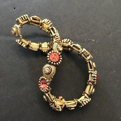 Vintage, gold tone, stretchy fashion, statement bracelet