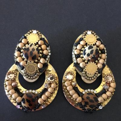 Vintage up cycled statement earrings
