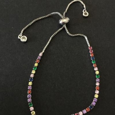 Very nice pretty multicolored rhinestone slider bracelet