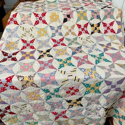 Sale Photo Thumbnail #233: Measures approximately 77" wide x 67" long.

May have some age-related staining and/or frayed areas.