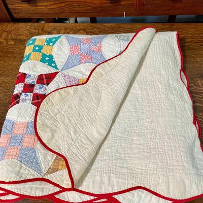 Sale Photo Thumbnail #237: Measures approximately 77" wide x 67" long.

May have some age-related staining and/or frayed areas.