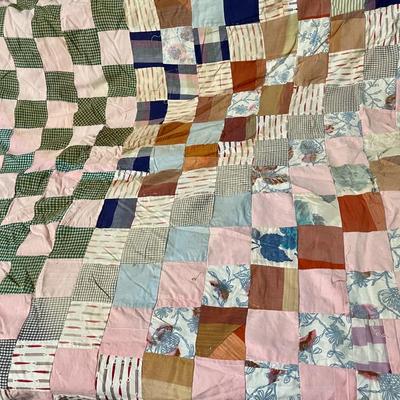 Sale Photo Thumbnail #251: Still pinned to the backing. Just needs a little love to finish! Measures approximately 54" wide x 70" long.

May have some age-related staining and/or frayed areas.