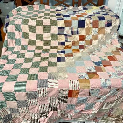 Sale Photo Thumbnail #247: Still pinned to the backing. Just needs a little love to finish! Measures approximately 54" wide x 70" long.

May have some age-related staining and/or frayed areas.