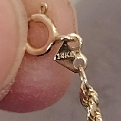 14 Karat Yellow Gold Bracelet- Approx 7 1/4" Long and Total Weight 0.9 Grams (#3)