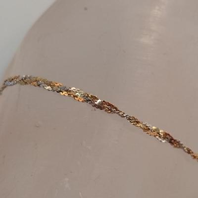 14 Karat Yellow and White Gold Bracelet- Approx 7 1/2" Long and Total Weight 1.9 Grams (#4)