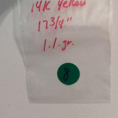 14 Karat Yellow Gold Necklace- Approx 17 3/4" Long and Total Weight 1.1 Grams (#8)