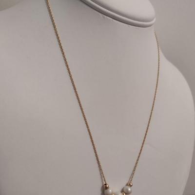 14 Karat Plumb Yellow Gold and Bead Necklace - Approx 17 1/4" Long (#9)