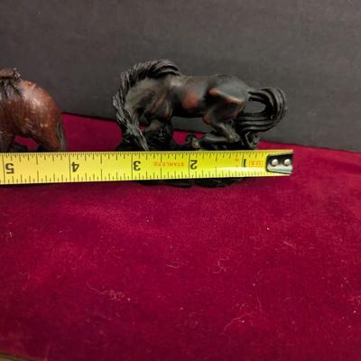 Japanese Boxwood Hand Carved Netsuke Horse & Resin Horse Figure #23