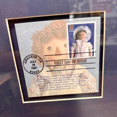 Sale Photo Thumbnail #193: A USPS Oistmaek Gallery Limited Edition. Framed items includes a 15-stamp block of 32c Classic American Dolls, a First Day Cover, and a commemorative coin.  Great addition to any stamp or doll lover’s collection.