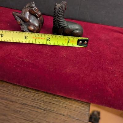 Japanese Boxwood Hand Carved Netsuke Horse & Resin Horse Figure #24