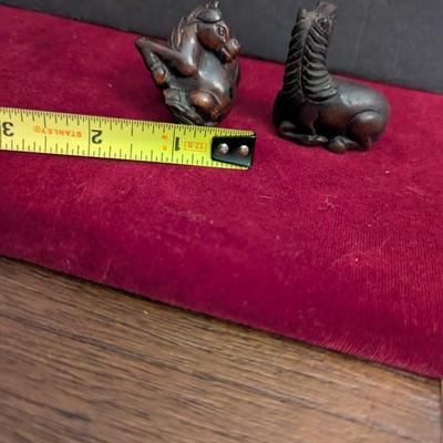 Japanese Boxwood Hand Carved Netsuke Horse & Resin Horse Figure #24