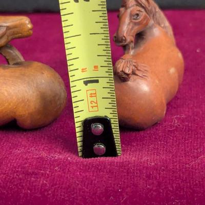 Japanese Boxwood Hand Carved Netsuke Horses #25