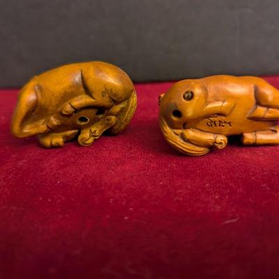 Japanese Boxwood Hand Carved Netsuke Horses #25