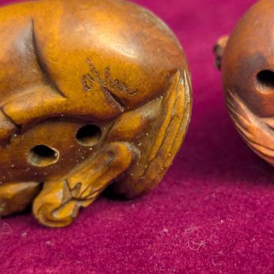 Japanese Boxwood Hand Carved Netsuke Horses #25
