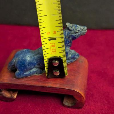 Chinese Carved Lapis Figural Horse With Stand #31