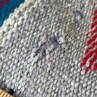 Sale Photo Thumbnail #1346: Native Rug, small.  Mexico rug, medium.  50s cotton table cloth.  It is square, and would fit a standard square table, not a card table.  No damage or stains.